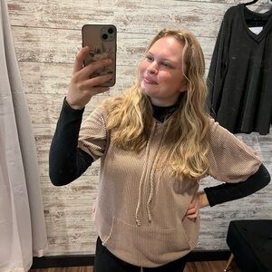 Women's Beige Hooded Sweatshirt